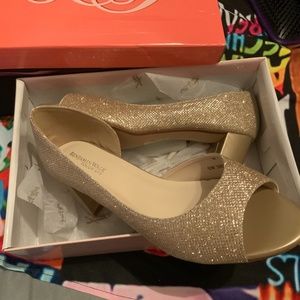 Champagne wedding shoes never worn from Davids Bridal